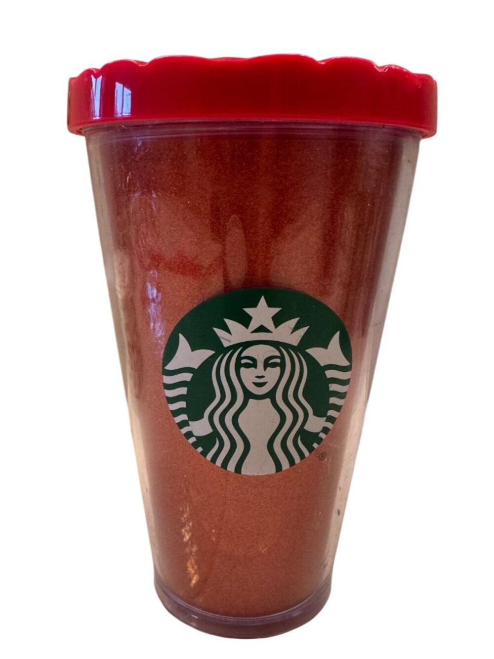 Starbucks 16 fl oz Red Glitter Tumbler Cold EUC